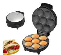 1000W Electric Cupcake Machine, Mini Doughnut Maker, Non-Stick Cooking Plates for 7 Homemade Donuts, Double-sided Heating, for Kid-friendly Breakfast, Snacks