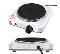 1000W Portable Hot Plate Hob Electric Stove Electric Single Burner with 5 Adjustable Temperature Levels, Heating Plate for Kitchen Camping RV, Coal Burner & More, Easy Clean