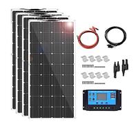 1000W Solar Panel Kit System 5PCS 200W 18V Flexible Monocrystalline Module for Motorhome Boat Tent Car Trailer 12V Battery Charging