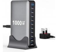 1000W USB C Charger Block - 10 in 1 Multi Port USB C Fast Charging Station, Max 140W PD 3.1 Laptop Charger Hub (8 USBC & 2 USB-A) for MacBook, Pad, Galaxy, Phone 17/16/15 Pro etc