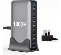 1000W USB C Charging Station with Digital Display, PD 3.1 140W Fast Charger, 10 Port USB C Multi Charger with 8 USB-C & 2 USB-A, GaN USB Charging Hub for Multiple Devices, Laptop, Tablet and Phone