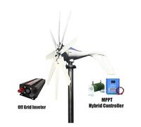 1000w Wind Generator 48V 24V 12V Windmill HorizontaWind Generat Kit Free Energy Altern With MPPT Controller For Home Use(Off Grid system,8 BLADES_24V_1000W)