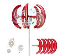 1000W Wind Turbine Generator, 12V/24V Lantern Style Vertical Wind Turbine, Five Blade Permanent Magnet Generator, Low Wind Speed Renewable Energy Equipment, for Home Farm Remote Power Systems (Red)