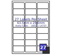 1000x 27 Labels Per Sheet A4 Address Labels Sticky Self Adhesive Peel Out Notes Paper Ideal for Inkjet Copier Laser Printer