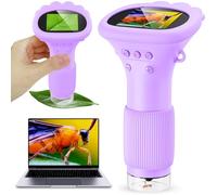 1000X Digital Microscope for Kids, 2.0'' IPS Color Screen Rechargeable Portable Handheld Mini Microscope with Adjustable 8 LED Lights - Edu Birthday Gift for Age 3-12 Boys & Girls - Purple