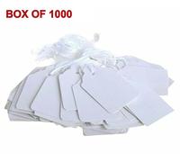 1000x Quality White Strung Price Ticket Tags Labels Retail Clothing Gift Tags E-23