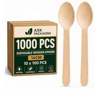 1000x Wooden Spoons Bulk - Disposable Spoon Utensils for Dessert BBQ Party | Splinter-Free, Birchwood, Biodegradable, Recyclable, Food Safe, Camping, Ice Cream, Office, Kids, Wedding, Events, Soup