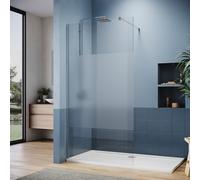 (1000x1900mm) ELEGANT Frameless Walk In Shower Panel, 8mm Half Frosted Safety Glass Screen, Easy Clean Wet Room Shower Enclosure