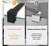 (1000x1900mm) ELEGANT Walk-in Shower Screen with 8mm Grey Glass, Matte Black Support Bar & Extension Panel