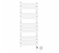 (1000x450mm) NRG Pre-Filled Electric Heated Towel Rail Thermostatic Radiator Bathroom Flat Ladder White