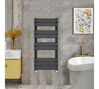 (1000x450mm) WarmeHaus - Minimalist Heated Towel Rail Radiator Bathroom Flat Panel Black