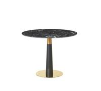 1001 100Cm Pantheon Black Marble Round Dining Table With Gold Black Leg - Bistro/ Restaurant/ Home Suitable For 4-6 People