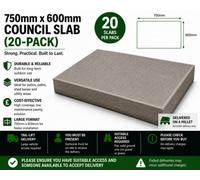 1001 750mm X 600mm Council Slab 20 Pack - 20 Concrete Paving Slabs Covering Approx. 9M²