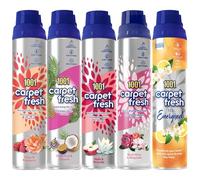1001 Carpet Fresh 5 Pack Bundle, 300ml Each - Apple & Waterlily, Blush Rose & Magnolia, Exotic Fruits & Coconut, Feel Energised, Peony & Raspberry - Long-Lasting Carpet Freshener Spray