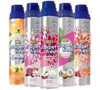 1001 Carpet Fresh Carpet Deodoriser Spray Bundle 5 Pack Gift Set 300ml Cans Apple & Waterlily Blush Rose & Magnolia Exotic Fruits & Coconut Peony & Raspberry Freshener for Carpets & Upholstery