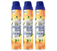 1001 Carpet Fresh Feel Energized Lemon Spray 300ml, Quick Drying Fine Foam Carpet Long Lasting Freshener, Eliminates Odours at Source, For Carpets Rugs & Upholstery Pack of 3