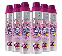 1001 Carpet Fresh Pet Thai Orchid & Passionfruit Fragrance - Quick drying, For use On Carpet Rug Upholstery Freshening Foam Pet Odour Remover, Pack of 6 300ml Aerosol Spray Can