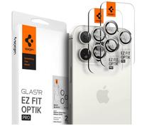 Spigen Glass tR EZ Fit Optik Pro 2 Pack, white titanium - iPhone 15 Pro/15 Pro Max