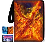 1008 Card Binder 9 Pocket, 3-Ring Trading Card Binder with 56 Page Removable Sleeves, High Storage Waterproof Trading Card Holder Collection Card Album Carrying Organizer Case for MTG TCG Cards -Fire