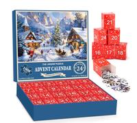 1008-Piece 24-Day Christmas Village Jigsaw Puzzle Advent Calendar Set | Unlock daily puzzle segments and assemble a complete winter village artwork for festive family leisure time