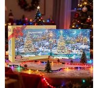1008-Piece Christmas Puzzle - 24-Day Calendar Advent, Snow Scene with Countdown Design, Jigsaw Toy with Festive Illustration, Holiday Game Educational Fun, Winter Puzzle for Adults
