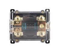 100A Digital Fuse Holder 1 In 2 Out for Car Audio Amplifier Systems - LED Voltage Display, Gold Plated Terminals, Metal ABS