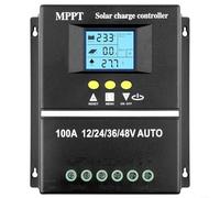 100A for MPPT Solar Charge Controller with LED Display, Automatic 12V/24V/36V/48V Detection, Dual USB 5V Ports, Full Voltage Protection for Home Solar Power Systems