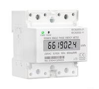 100A Single Phase Energy Meter, 50Hz with Clear LCD Display for kWh Power Usage Monitoring, DIN Rail Mounted Electric Meter for Home Electrical Systems