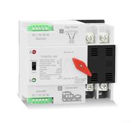 100A Transfer Switch with Automatic and Manual Control for Dual Power Backup Featuring Voltage Protection for Use with Generator, Solar, and Mains Power Systems (16A)