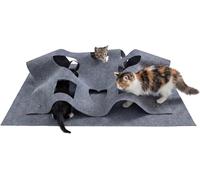 100cm×100cm Cat Tunnel Mat, Felt Play with 8 Interactive Holes, Foldable Kittens Cave Hideout for Playing Hiding, for Indoor Cats Enrichment