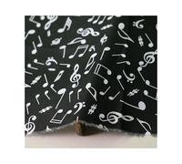 100cm*110cm Music Note Print Cotton Cloth Craft DIY Cotton Material Fabric Poplin(Black,5Meters X 1.1Meter)