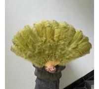 100cm 130cm Big Ostrich Feather Fan 13 Bone West Red Hand Held Feather Fan for Party Wedding Carnival Dancer Performance Props-32 Olive green-100cm 1PCS Left Hand
