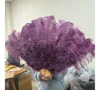 100cm 130cm Big Ostrich Feather Fan 13 Bone West Red Hand Held Feather Fan for Party Wedding Carnival Dancer Performance Props-44 Reddish purple-130cm 1PCS Left Hand