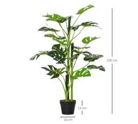 100Cm/3.3Ft Artificial Monstera Tree Fake Plant In Pot Indoor Outdoor