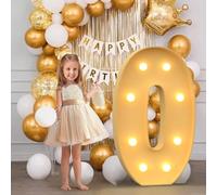 100cm-3.3ft Birthday Decor Number Light Up Numbers 0, Large Mosaic Marquee Light Up Sign, Pre-cut Foam Board Set Marquee Numbers for New Year Anniversary Party