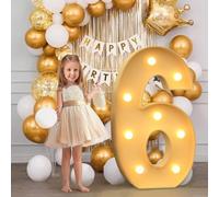 100cm-3.3ft Birthday Decor Number Light Up Numbers 6, Large Mosaic Marquee Light Up Sign, Pre-cut Foam Board Set Marquee Numbers for New Year Anniversary Party
