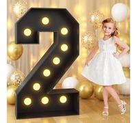 100CM/3.3FT Black Frame Light Up Number 2, Marquee Light Up Numbers, Mosaic Giant Marquee LED Light, Anniversary Party Decorations, Birthday Wedding DIY Decor