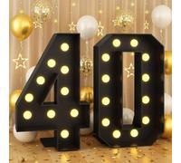 100CM/3.3FT Black Frame Light Up Number 40, Marquee Light Up Numbers, Mosaic Giant Marquee LED Light, Anniversary Party Decorations, Birthday Wedding DIY Decor