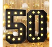100CM/3.3FT Black Frame Light Up Number 50, Marquee Light Up Numbers, Mosaic Giant Marquee LED Light, Anniversary Party Decorations, Birthday Wedding DIY Decor