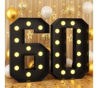 100CM/3.3FT Black Frame Light Up Number 60, Marquee Light Up Numbers, Mosaic Giant Marquee LED Light, Anniversary Party Decorations, Birthday Wedding DIY Decor