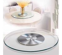 100cm/39 Large Lazy Susan Turntable for Dining Table, 90cm/35 360° Smooth Swivel Serving Plate 80cm/31 Clear Rotating Display Tray, 24" 27" Tempered Glass Service Tray (Size : 70cm/27)
