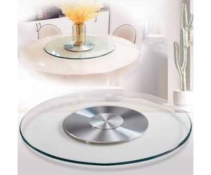 100cm/39 Large Lazy Susan Turntable for Dining Table, 90cm/35 360° Smooth Swivel Serving Plate 80cm/31 Clear Rotating Display Tray, 24" 27" Tempered Glass Service Tray (Size : 70cm/27)