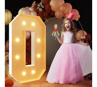 100CM/3FT Marquee Light Up Numbers 0 Birthday Mosaic LED Lighted Numbers DIY Pre-Cut Frame Kit For Anniversary Wedding Party Decor