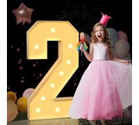 100CM/3FT Marquee Light Up Numbers 2 Birthday Mosaic LED Lighted Numbers DIY Pre-Cut Frame Kit For Anniversary Wedding Party Decor