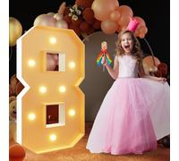 100CM/3FT Marquee Light Up Numbers 8 Birthday Mosaic LED Lighted Numbers DIY Pre-Cut Frame Kit For Anniversary Wedding Party Decor