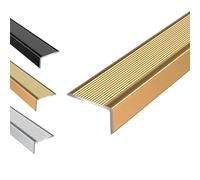100cm/40in Silver Non Slip Stair Nosing Aluminum, Black Staircase Edge Guard Protector, Gold Metal Tread for Indoor Outdoor Tile/Wooden Steps(Gold,10cmx2cm)