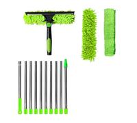 100CM-420CM Extendable Splicing Rod Floor Scraper Household Window Cleaning Wiper Glass Scraper Window Wiper Home Cleaning Tools Replace The Solar Cleaning Brush(Green)