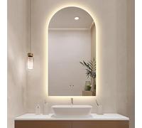 100cm Adjustable Backlit Arch Mirror 120cm Anti-Fog Bathroom Mirror with 3 Color Options & Touch Switch Elegant Wall-Mounted Design (Cut Down 70 * 100cm)