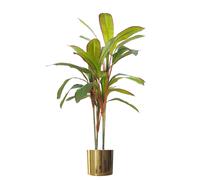 100cm Artificial Realistic Dracaena Tropical Plant with Gold Metal Planter