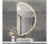 100cm Bathroom Vanity Mirror with 120cm Anti-Fog LED Light Dimmable 3 Colors Sleek Semi-Circle Design Perfect for Makeup & Grooming - 40x80cm Size